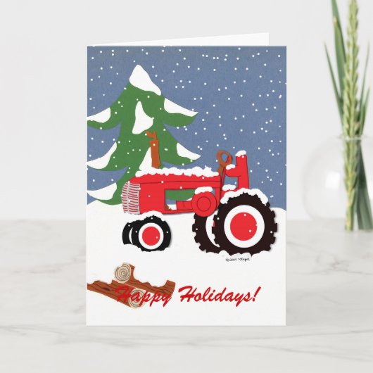 prettige feestdagen Red Tractor Kaart (Voorkant)