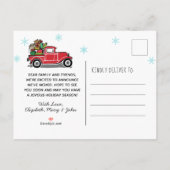 prettige feestdagen Red  Truck Moving Aankondigingskaart (Achterkant)