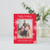prettige feestdagen Red & White Snowflakes Photo M Aankondigingskaart (Staand voorkant)
