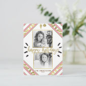 prettige feestdagen Red White Stripes Foto (Staand voorkant)