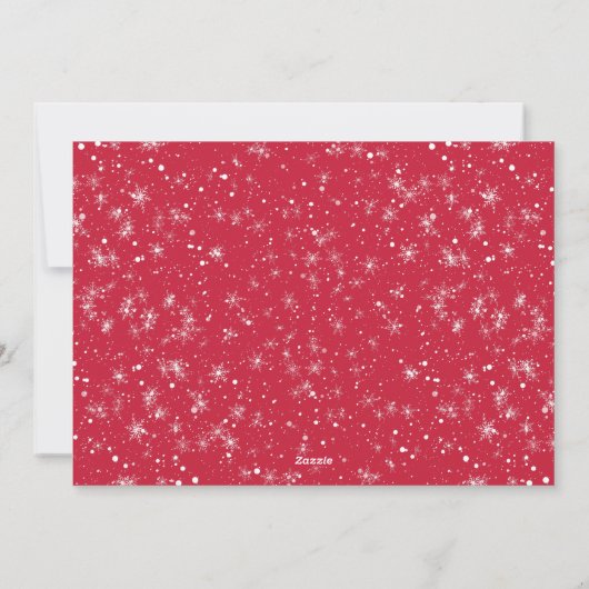 prettige feestdagen Red White Winter Snowflake Pho Feestdagenkaart (Achterkant)