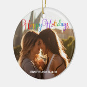 Prettige feestdagen Regenboog Keramisch Ornament (Links)