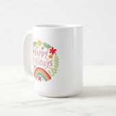 Prettige feestdagen Regenboog Schattige Hand-getro Koffiemok (Voorkant links)