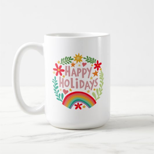 Prettige feestdagen Regenboog Schattige Hand-getro Koffiemok (Links)