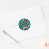 Prettige feestdagen Regenboog Schattige Hand-getro Ronde Sticker (Envelop)
