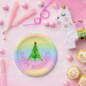 Prettige feestdagen Regenboogkleuren Papieren Bordje (Feest)