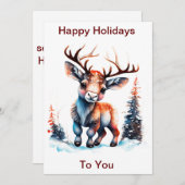  Prettige feestdagen Reindeer, Kerstmis Feestdagenkaart (Voorkant / Achterkant)