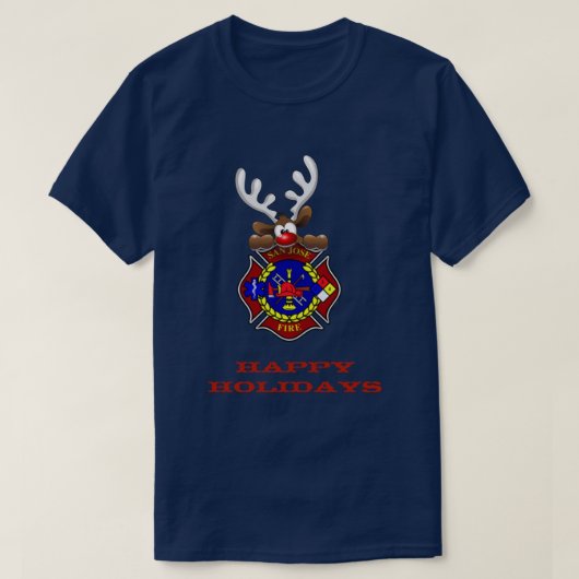 prettige feestdagen Reindeer San Jose Fire Departm T-shirt (Design voorkant)