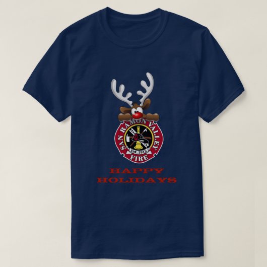 prettige feestdagen Reindeer San Ramon Valley Fire T-shirt (Design voorkant)