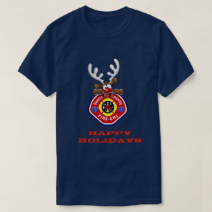 prettige feestdagen Reindeer Santa Fe County Fire- T-shirt