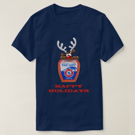 prettige feestdagen Reindeer West Lake Fire Depart T-shirt (Design voorkant)