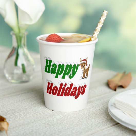 prettige feestdagen Reindeertypografie Kerstmis Papieren Bekers (Insitu)