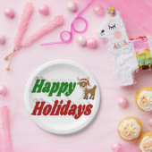 prettige feestdagen Reindeertypografie Kerstmis Papieren Bordje (Feest)