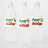 prettige feestdagen Reindeertypografie Kerstmis Waterfles Etiket (Flessen)
