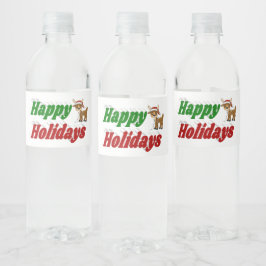 prettige feestdagen Reindeertypografie Kerstmis Waterfles Etiket