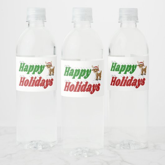 prettige feestdagen Reindeertypografie Kerstmis Waterfles Etiket (Flessen)