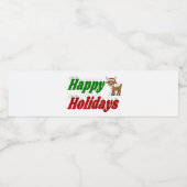 prettige feestdagen Reindeertypografie Kerstmis Waterfles Etiket (Enkel label)