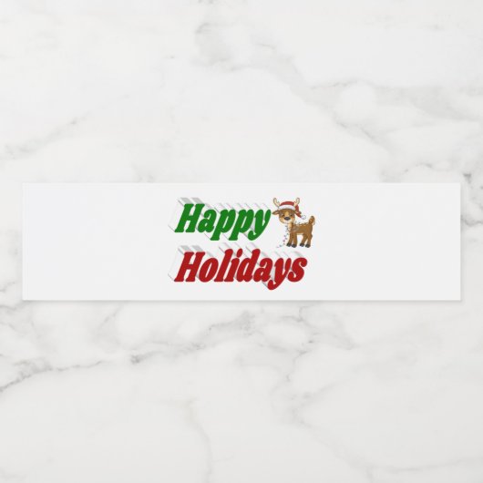 prettige feestdagen Reindeertypografie Kerstmis Waterfles Etiket (Enkel label)
