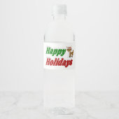prettige feestdagen Reindeertypografie Kerstmis Waterfles Etiket (Voorkant)