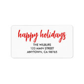 Prettige feestdagen Rendadres rode typografie Etiket (Voorkant)