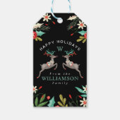 Prettige feestdagen Rendier Monogram & Feestelijk Cadeaulabel (Voorkant)