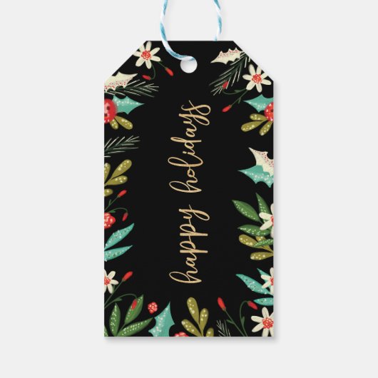 Prettige feestdagen Rendier Monogram & Feestelijk Cadeaulabel (Achterkant)