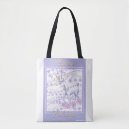 prettige feestdagen rendier tote bag