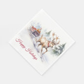 Prettige feestdagen rendieren en sinterklaas servet (Hoek)