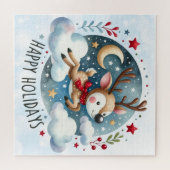 Prettige feestdagen rendierpuzzel legpuzzel (Horizontaal)