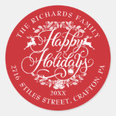 Prettige feestdagen * Retouradres Elegant Kerstmis Ronde Sticker (Voorkant)