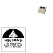 prettige feestdagen retouradres kerstboom rubberstempel (Gestempeld)