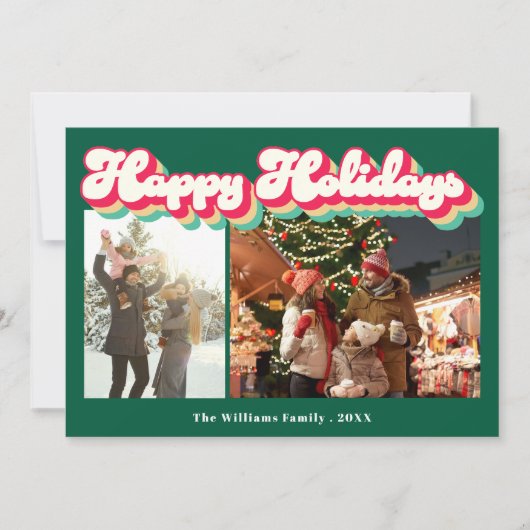 Prettige feestdagen RETRO 2 foto Feestdagenkaart (Voorkant)