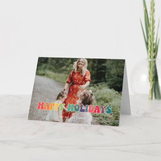 Prettige feestdagen Retro 60s Hippie Fun Foto (Voorkant)