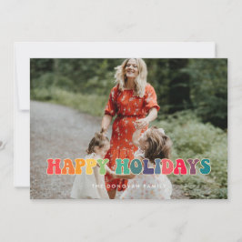 Prettige feestdagen Retro 60s Hippie Fun Foto Feestdagenkaart