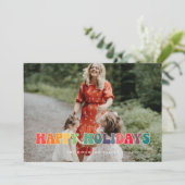 Prettige feestdagen Retro 60s Hippie Fun Foto Feestdagenkaart (Staand voorkant)