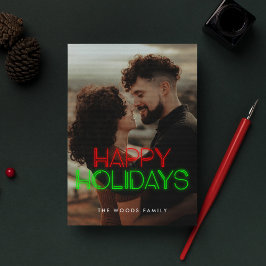 Prettige feestdagen Retro 80s Neon Feestdagenkaart