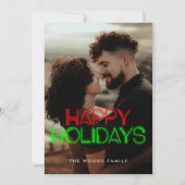 Prettige feestdagen Retro 80s Neon Feestdagenkaart (Voorkant)