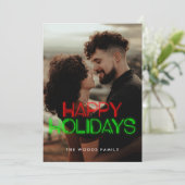 Prettige feestdagen Retro 80s Neon Feestdagenkaart (Staand voorkant)