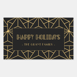 Prettige feestdagen Retro art deco Rechthoekige Sticker