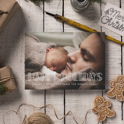 Prettige feestdagen RETRO Art Deco Script Foto Feestdagenkaart