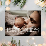 prettige feestdagen Retro art deco scriptfotokaart Feestdagenkaart<br><div class="desc">prettige feestdagen! Een moderne typografie voor dit collectie van fotokaarten. Aanpassen met je favoriete afbeelding.</div>