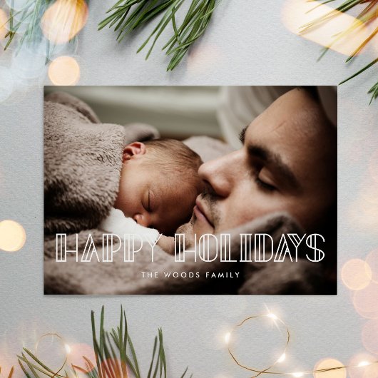 prettige feestdagen Retro art deco scriptfotokaart Feestdagenkaart