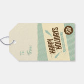 prettige feestdagen retro blauwgroen crème aan, v cadeaulabel (Achterkant Horizontaal)