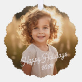 Prettige feestdagen Retro Font Foto Ornament Kaart (Voorkant)