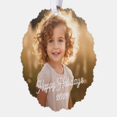 Prettige feestdagen Retro Font Foto Ornament Kaart (Links)