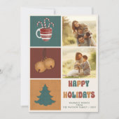 Prettige feestdagen Retro Groovy 2 foto's Feestdagenkaart (Voorkant)