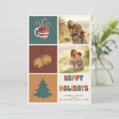 Prettige feestdagen Retro Groovy 2 foto's Feestdagenkaart (Staand voorkant)