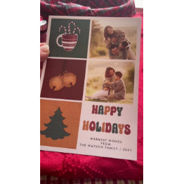 Prettige feestdagen Retro Groovy 2 foto's Feestdagenkaart