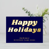 Prettige feestdagen RETRO groovy Blue Gold Busines (Staand Voorkant)