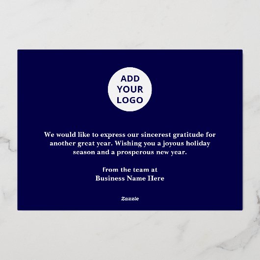 Prettige feestdagen RETRO groovy Blue Gold Busines (Achterkant)